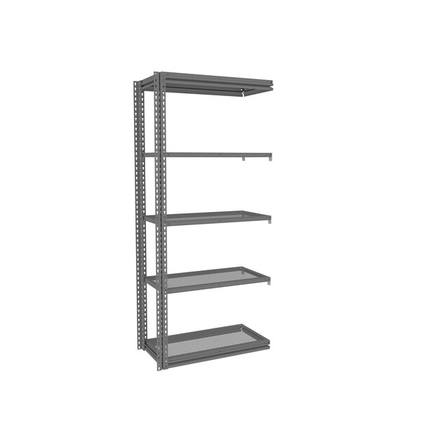 Tennsco Z-Line Shelving W/ Five Perf. Shlvs, Boltless, 36"Wx18"Dx84"H, Add-On, Gry ZM7-3618A-5PD-MGY - main